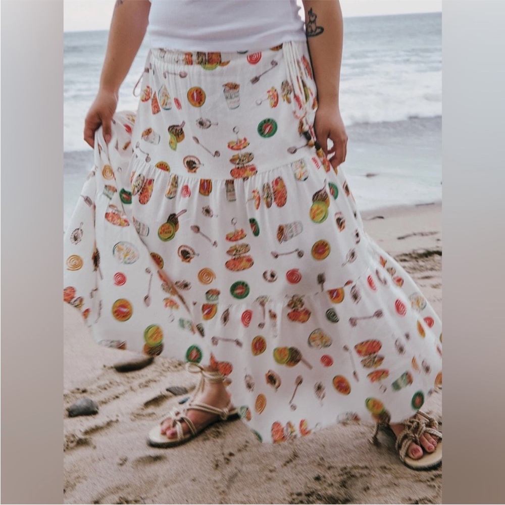 NWT Lisa Says Gah Andre Skirt Caviar Dreams Linen White Size Medium Brand New - Picture 5 of 11